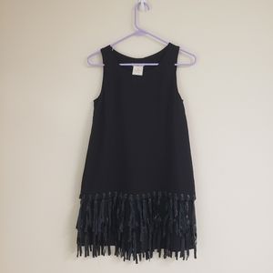Broadcast black leather fringe dress size small